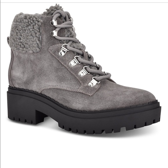 Marc Fisher faux fur hiker boots, never worn , dark grey. Still brand new - Picture 3 of 8